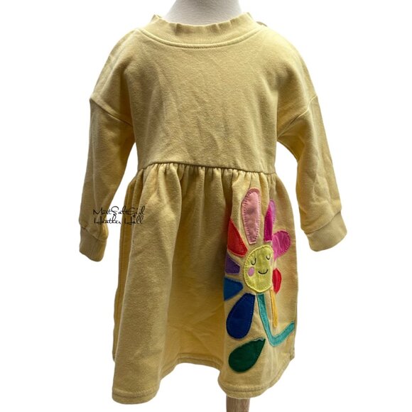 Next NWT 12-18 Months Yellow with Embroidered Flower Babydoll Toddler Dress - Picture 1 of 7